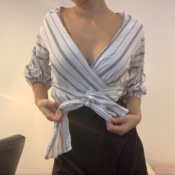 BIG SLEEVES BLOUSE OVERSIZE STRIPES WHITE - Picture 5 of 5